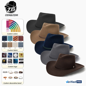 Nouvelle Tendance Chapeau en Feutre 100% <span class=keywords><strong>Laine</strong></span> Personnalisé Style Western pour Hommes, Fedora à Large Bord, Chapeaux de Cowboy et Cowgirl en Feutre de <span class=keywords><strong>Laine</strong></span> avec Ceinture Personnalisée pour Unisexe - Product Image 1