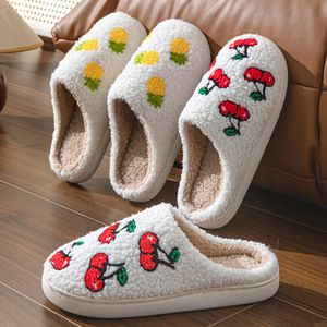 Winter Selling Plush Warm Ladies <b>Slippers</b> Indoor Cartoon Ladies <b>Slippers</b> Green Flat Embroidered Designer <b>Slippers</b> for Women - Product Image 3