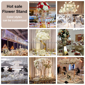 Porte-fleurs en métal grand-père de luxe Pièce maîtresse LED dorée Décoration de table de mariage - Product Image 4