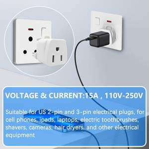 Zuid-Afrika Reisstekkeradapter 3-polig, veilig geaard, VS naar elk type <span class=keywords><strong>M</strong></span> voor landen zoals Botswana, Nepal, Pakistan, Namibië - Product Image 6