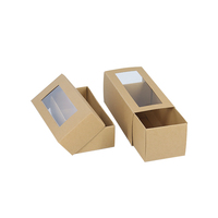 Boîte en carton Kraft personnalisé avec fenêtre, ouvert, emballage en papier pour cookies et biscuits, avec tiroirs, vente en gros, 10 pièces