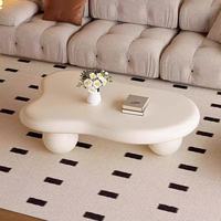 Table basse en bois de style nordique minimaliste, luxueuse, unique, élégante et écologique, design nuage blanc crème pour le salon