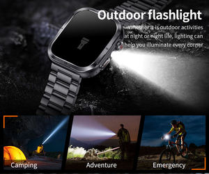 MK86 2.01\" Smartwatch with BT Call Metal Body IP68 Waterproof Outdoor Sport Tracker Compass Calendar-Flashlight BO BP 100+ - Product Image 2