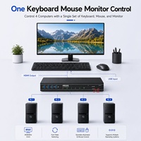 Conmutador KVM HDMI 4K60 de 2 Puertos, Conmutador USB 3.0 de 4 Puertos para Compartir Teclado, Ratón y Monitor con Control Remoto IR RS232