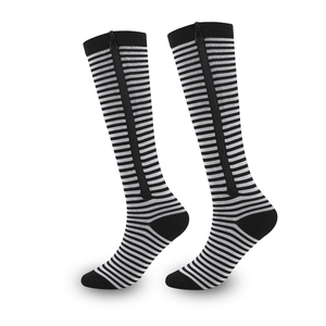 Chaussettes de compression unisexe pour hommes et femmes, soutien du genou, fermeture éclair, bout ouvert, fines, anti-fatigue, extensibles, hautes - Product Image 5