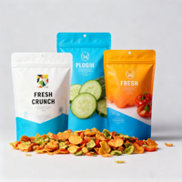 Sac refermable en plastique laminé mylar sachets alimentaires emballage personnalisé imprimé conçu zip-lock croustilles végétariennes pochette debout