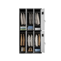 Armoire de rangement métallique à 6 portes et deux niveaux, noire et blanche, en acier, pour vêtements, pour employés, dortoirs et gymnases - Vente en gros usine