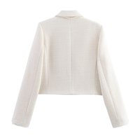 Veste de Costume Décontractée d'Été pour Femme, Style Européen et Américain, 100% Polyester, Respirante, Tissée Unie avec Col Amovible