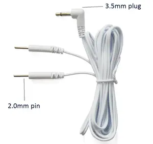 Cable de plomo para electrodos tens, conector doble de 2,0mm, 3,5mm/2,5mm, mono curvado