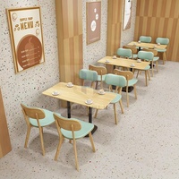Meubles de restauration rapide Restaurant bois cuir canapé Table chaises ensemble Re café Table basse ensemble dans un restaurant
