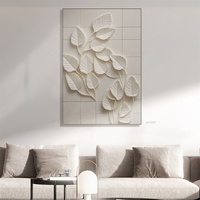 Art Mural 3D Technique Mixte Fleur Art Home Decor en Bois Grès Oeuvre Artisanale Peinture Abstraite Relife
