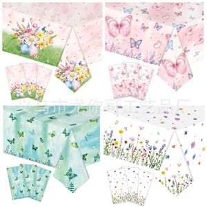 Yunik Spring Butterfly <b>Tablecloth</b> Set Plastic <b>Paper</b> Disposable For Birthday Party Decorations - Product Image 1