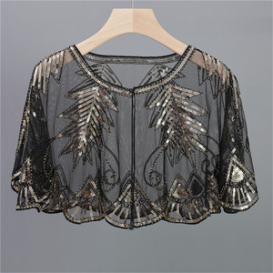 Sciarpe e Scialli Eleganti da Sera con Ricamo a Foglie in Paillettes e Rete, Collo a O, per Donna - Collezione Primavera (Vendita all'Ingrosso) - Product Image 6