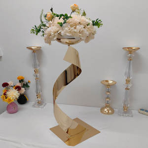 Support de fleurs en spirale LANJO Swirl Centerpiece, doré, élégant, pour mariage, support de fleurs de mariage - Product Image 2