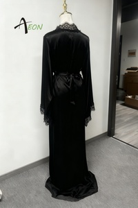 Women's Long <strong>Black</strong> Lace Robe Long <strong>Nightdress</strong> For Wedding Party Bridal Long Nightgown Bride White Robe - Product Image 3