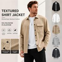 Chemise-veste pour homme en tricot texturé, col boutonné, style vintage décontracté, manches longues, légère, avec poche poitrine