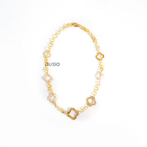 Collar de Cadena con Eslabones de Diseño Floral Hueco de Cuerno de Búfalo Natural, Unisex, Moderno, de Primera Calidad, Accesorio de Moda para Regalo - Product Image 1