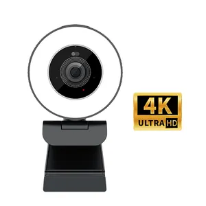 2023 Latest Webcam Price 4K Ring Light Webcam Flip And Mirror Web Camera With 2 Pcs Microphone