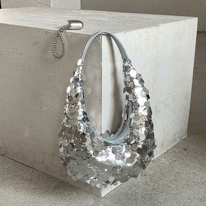 Luxury Silver <b>Glitter</b> Handbag PVC Sequins Decoration Shoulder <b>Bag</b> Two Colors Cheap Tote <b>Bag</b> Women's - Product Image 3
