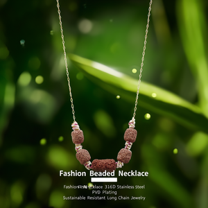 สร้อยคอแฟชั่นประดับลูกปัด สแตนเลสสตีล 316L ชุบทอง PVD ทนทาน ใช้งานได้นาน - Product Image 3