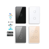 Interrupteur intelligent Matter Cadre en métal Interrupteur à fil neutre standard américain pour usage domestique directement connecté à l'interrupteur mural Apple Homekit