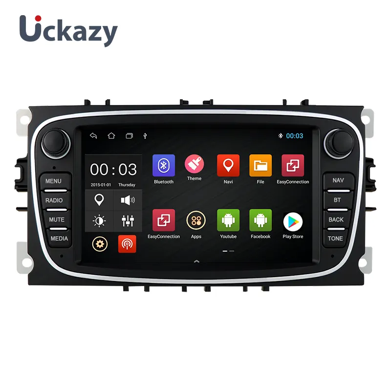 Uckazy 2 딘 안드로이드 12 자동차 스테레오 포드 포커스 2 3 4 mk2 쿠가 몬데오 피에스타 TransitConnect S-C MAX 라디오 멀티미디어 헤드 유닛