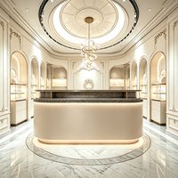 Solution clé en main pour magasin de bijoux de luxe européen, intérieur de style français avec vitrines à finitions dorées