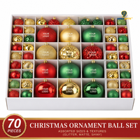 Ensemble de 70 boules de Noël personnalisées en plastique, imperméables, décorations suspendues pour arbre, ampoules imprimées avec logo