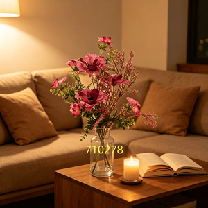 Bouquet de fleurs artificielles en plastique, mélange de coquelicots <span class=keywords><strong>fuchsia</strong></span>, durable et élégant, pour la décoration de la maison, des mariages et des tables - Product Image 1