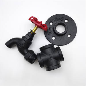 Винтажные стеллажи в стиле стимпанк, черный локоть/Тройник, напольный фланец, промышленная труба, 1/2 дюймов, железный фланец, декоративные фитинги для труб - Product Image 4