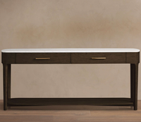 Meubles de salon modernes personnalisés en couleur, table console en bois massif, table d'entrée avec plateau en marbre