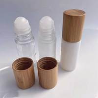 10ml 15ml 30ML 50ML 1 oz Clair Blanc Givré Déodorant Verre Rouleau Sur La Bouteille Avec Couvercle En Bambou