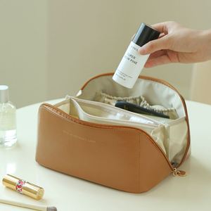 Travel <b>Toiletry</b> Bag Large Capacity Cosmetic Bag PU Leather Multifunctional <b>Storage</b> Makeup Bag - Product Image 4