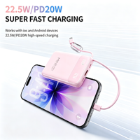 Batterie externe portable personnalisée 20 000 mAh en polymère de lithium PVC, certifiée 3C, best-seller, charge ultra-rapide 225W, vente en gros