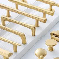 Lemari Furnitur Poles Kuningan Dekoratif, Gagang Tembaga Kenop Pintu Dapur Laci Kabinet Kuningan Padat Pegangan Tarik