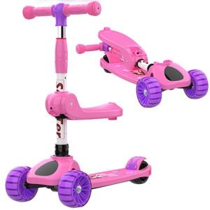 Patinetes de rueda de parpadeo ajustables para niños con asiento, 3 ruedas, 2 en 1, <span class=keywords><strong>scooter</strong></span> plegable, gran oferta, personalizado, china - Product Image 4