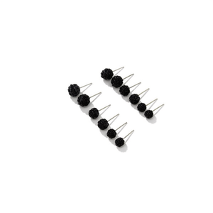 Orecchini a Perno in Acciaio Inossidabile con Perline Shambara, 12 Pezzi, Design a Sfera Nera, Gioielli Raffinati - Product Image 2