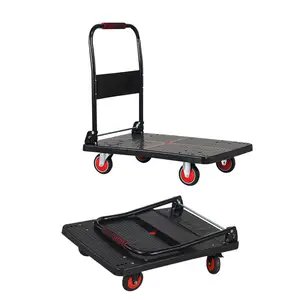 Trolley Pull Goods Turnover Folding Handle Trailer Top Iron Flatbed Pallet Trolley