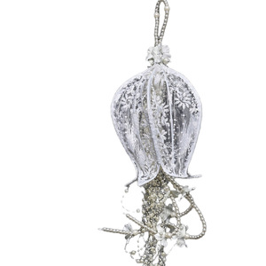 LANJO Elegant <b>White</b> <b>Lace</b> Hanging Decorations With Pearl Beads For Wedding Party Event Backdrop Ornament - Product Image 5