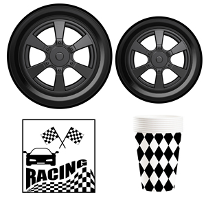 Juego de Vajilla Desechable con Diseño de Carreras DAMAI en Blanco y Negro, Platos, Vasos y Servilletas de Papel para Fiestas, Artículos para Fiestas de Cumpleaños Infantiles - Product Image 3