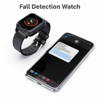 Eview Nouveaux Produits Innovants EV06 Montre de Sécurité avec Pendentif SOS, Détection de Chute, Fréquence Cardiaque, Montre BLE, Alarme Intelligente pour Personnes Âgées