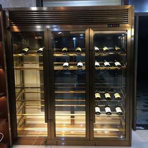 Enfriador de Vino de Acero Inoxidable de Fábrica Foshan, Enfriador Dorado Independiente con Vitrina Integrada, Refrigeradores Eléctricos - Product Image 2