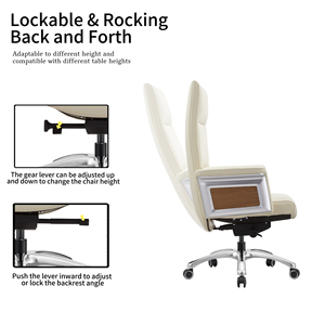 Poltrona Ergonomica Tradizionale in Vera Pelle, Regolabile in <span class=keywords><strong>Altezza</strong></span> e Reclinabile, per Casa, Soggiorno e Officina - Product Image 4