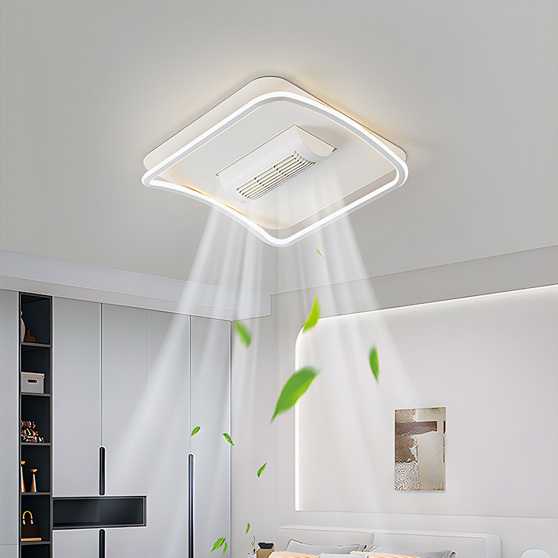 Modern LED Home Ceiling Light Bladeless Ceiling Fan Flush Mount Remote Control Lamp for Office Hotel OEM Custom