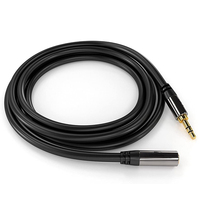 Adaptateur audio stéréo mâle-femelle 3 pôles 3,5 mm, câble auxiliaire fin et souple, conducteur en cuivre tressé, isolation TPE, 1 mètre