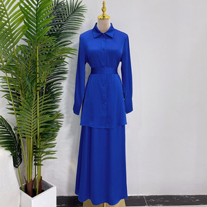 Tùy chỉnh khiêm tốn chất lượng cao abaya Dubai islamic quần áo <span class=keywords><strong>Top</strong></span> + Váy Maxi Dress dài hijab Muslim Dresses đối với phụ nữ - Product Image 4