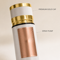 Flacon de parfum vide de luxe doré 250 ml, atomiseur rechargeable avec design orné arabe, flacon en verre personnalisé avec logo en gros