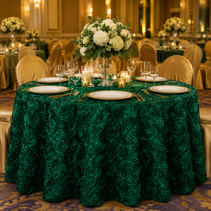Professional Custom Size 3D Rosette <b>Tablecloth</b> Raised Floral Table Linen for Professional Hospitality Projects - Product Image 1