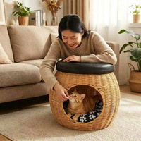 Coussin pour chat en forme de grotte, double couche, respirant, lavable, tendance, pour toutes les saisons, se transforme en siège.