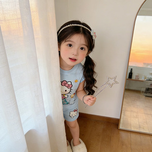 Completo Set Estivo 2026 per Bambine: Nuovo Trendy Completo Due Pezzi con Cartoni Animati, Maniche a Volant alla Moda e Pantaloncini Carini per Casa - Product Image 6